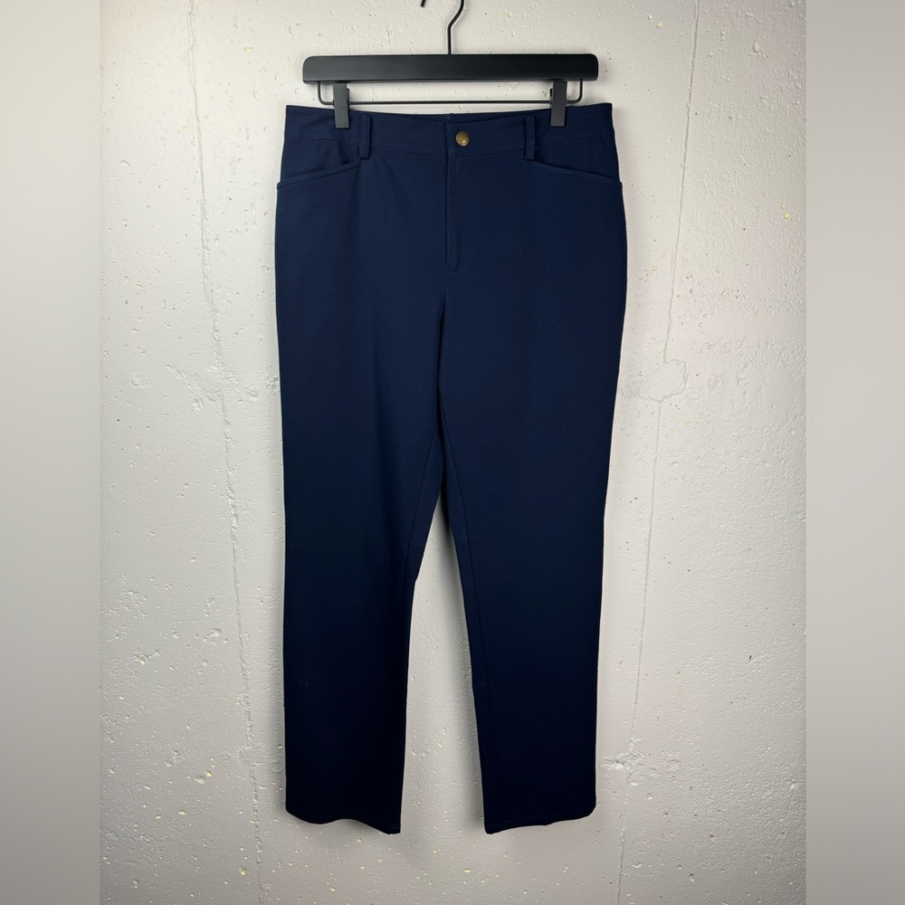 Lauren Ralph Lauren Women’s Stretch Cotton Spandex Navy Blue Straight leg pant 8 - Picture 2 of 13
